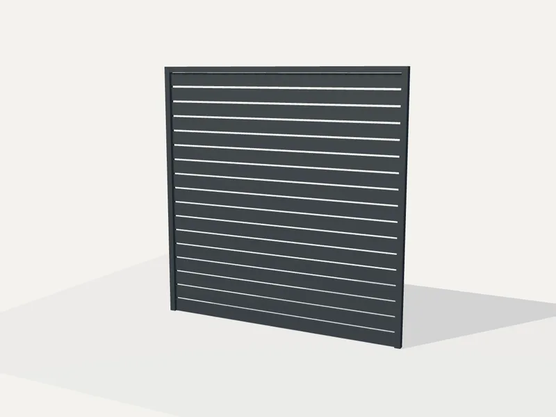 Slat fence in RAL 7016 Anthracite grey, rendered in 3D
