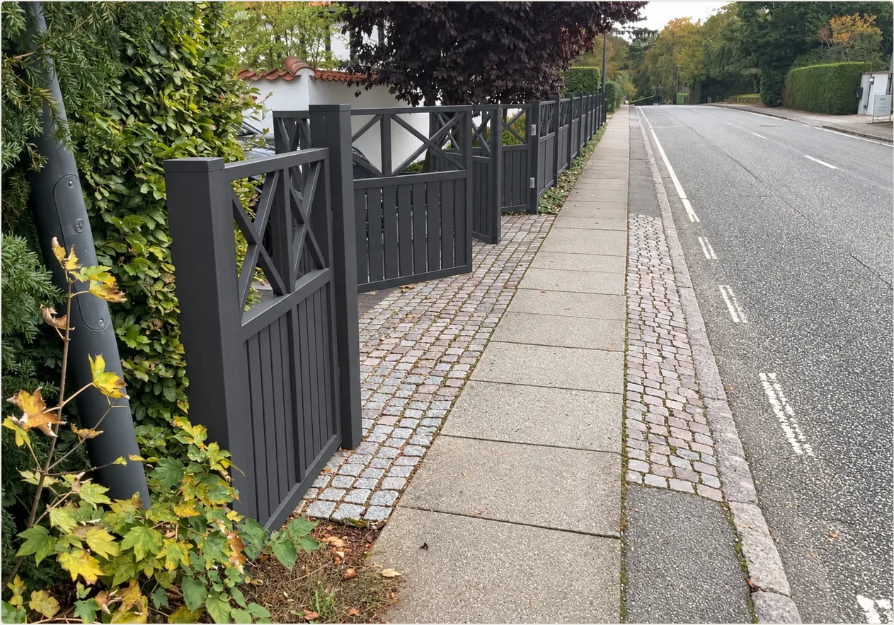 The same property with a realistic preview of the fence and folding gate.